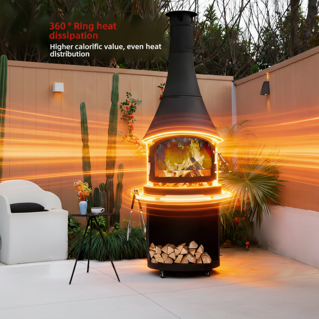 Nocturne Harbor Panoramic Chimenea Fireplace