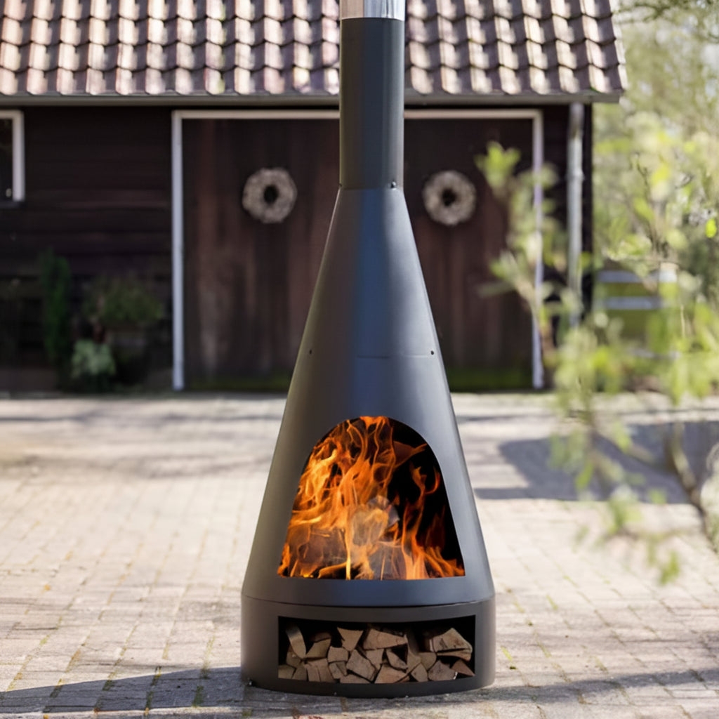 Emberline Noir Hearthwood Chimenea Fireplace